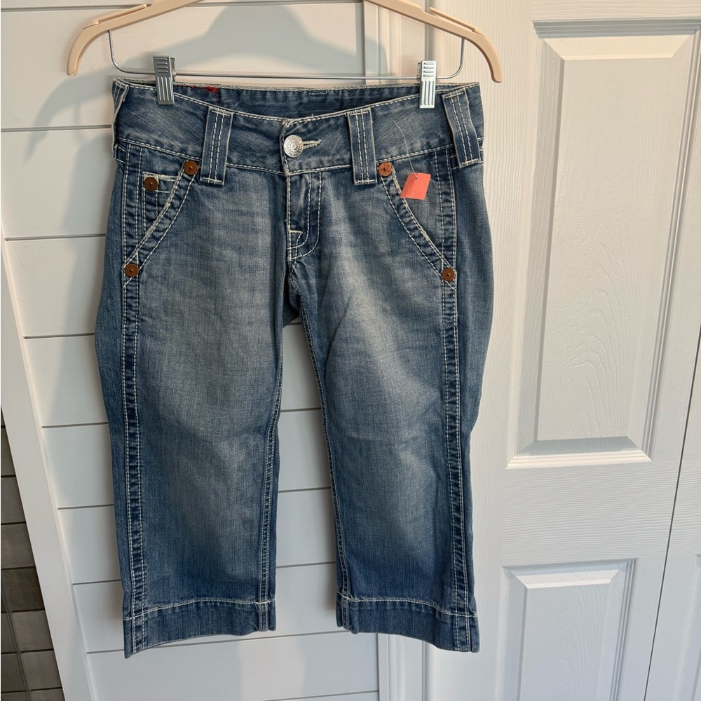 True Religion Light Blue Cropped Jeans